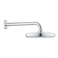 Верхний душ GROHE Tempesta 210 с душевым кронштейном 286 мм, расход 9,5 л/мин, хром 