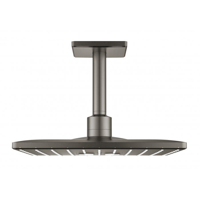 Верхний душ с потолочным душевым кронштейном GROHE Rainshower 310 SmartActive Cube, темный графит матовый 