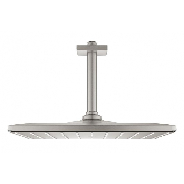 Набор: верхний душ GROHE Rainshower 310 Mono , квадратный, 1 режим струи, 9.5 л/мин и потолочный душевой кронштейн 142 мм, суперсталь 