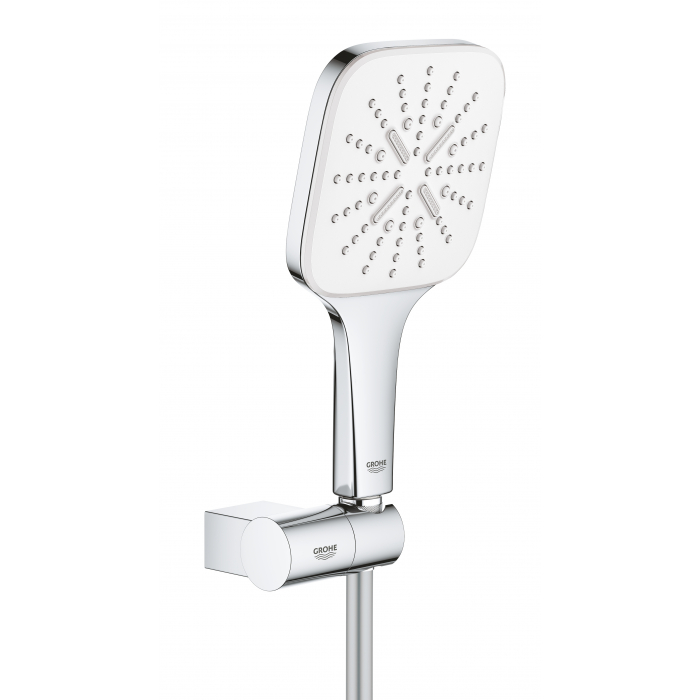 Душевой набор GROHE Rainshower SmartActive 130 Cube, 3 вида струй, белая луна 