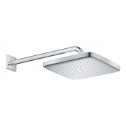 Верхний душ GROHE Tempesta CUBE 250, квадратный (низ-хром, верх-белый) + Душевой кронштейн 380 мм, хром 