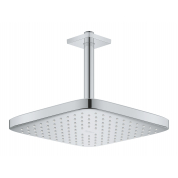 Верхний душ GROHE Tempesta CUBE 250, квадратный (низ-хром, верх-белый) + Душевой кронштейн потолочный 142 мм, хром 