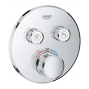 Внешняя часть термостата для ванны и душа GROHE Grohtherm SmartControl на 2 потребителя, круглая, хром 