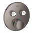 Внешняя часть термостата для ванны и душа GROHE Grohtherm SmartControl на 2 потребителя, круглая, темный графит глянец 