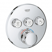Внешняя часть термостата для ванны и душа GROHE Grohtherm SmartControl на 3 потребителя, круглая, хром 