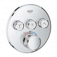 Внешняя часть термостата для ванны и душа GROHE Grohtherm SmartControl на 3 потребителя, круглая, хром 