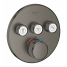 Внешняя часть термостата для ванны и душа GROHE Grohtherm SmartControl на 3 потребителя, круглая, темный графит матовый 