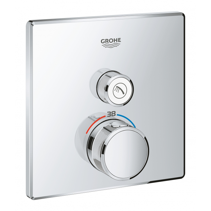 Внешняя часть термостата для душа GROHE Grohtherm SmartControl на 1 потребителя, квадратная, хром 