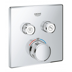 Внешняя часть термостата для ванны и душа GROHE Grohtherm SmartControl на 2 потребителя, квадратная, хром 