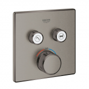 Внешняя часть термостата для ванны и душа GROHE Grohtherm SmartControl на 2 потребителя, квадратная, темный графит матовый 