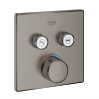 Внешняя часть термостата для ванны и душа GROHE Grohtherm SmartControl на 2 потребителя, квадратная, темный графит матовый 