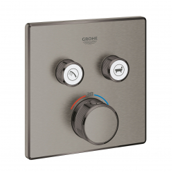 Внешняя часть термостата для ванны и душа GROHE Grohtherm SmartControl на 2 потребителя, квадратная, темный графит матовый 
