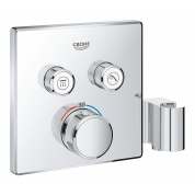 Внешняя часть термостата для ванны и душа GROHE Grohtherm SmartControl на 2 потребителя, квадратная, с держателем ручного душа, хром 