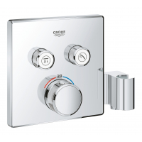 Внешняя часть термостата для ванны и душа GROHE Grohtherm SmartControl на 2 потребителя, квадратная, с держателем ручного душа, хром 