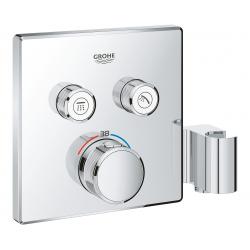 Внешняя часть термостата для ванны и душа GROHE Grohtherm SmartControl на 2 потребителя, квадратная, с держателем ручного душа, хром 