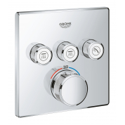 Внешняя часть термостата для ванны и душа GROHE Grohtherm SmartControl на 3 потребителя, квадратная, хром 