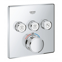 Внешняя часть термостата для ванны и душа GROHE Grohtherm SmartControl на 3 потребителя, квадратная, хром 