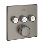 Внешняя часть термостата для ванны и душа GROHE Grohtherm SmartControl на 3 потребителя, квадратная, темный графит матовый 
