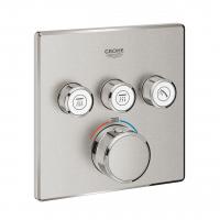 Внешняя часть термостата для ванны и душа GROHE Grohtherm SmartControl на 3 потребителя, квадратная, суперсталь 