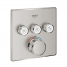 Внешняя часть термостата для ванны и душа GROHE Grohtherm SmartControl на 3 потребителя, квадратная, суперсталь 