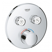 Внешняя часть смесителя для ванны и душа GROHE SmartControl круглая, на 2 потребителя, хром 