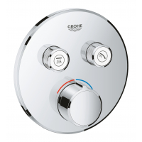 Внешняя часть смесителя для ванны и душа GROHE SmartControl круглая, на 2 потребителя, хром 