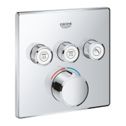 Внешняя часть смесителя для ванны и душа GROHE SmartControl квадратная, на 3 потребителя, хром 