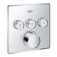 Внешняя часть смесителя для ванны и душа GROHE SmartControl квадратная, на 3 потребителя, хром 