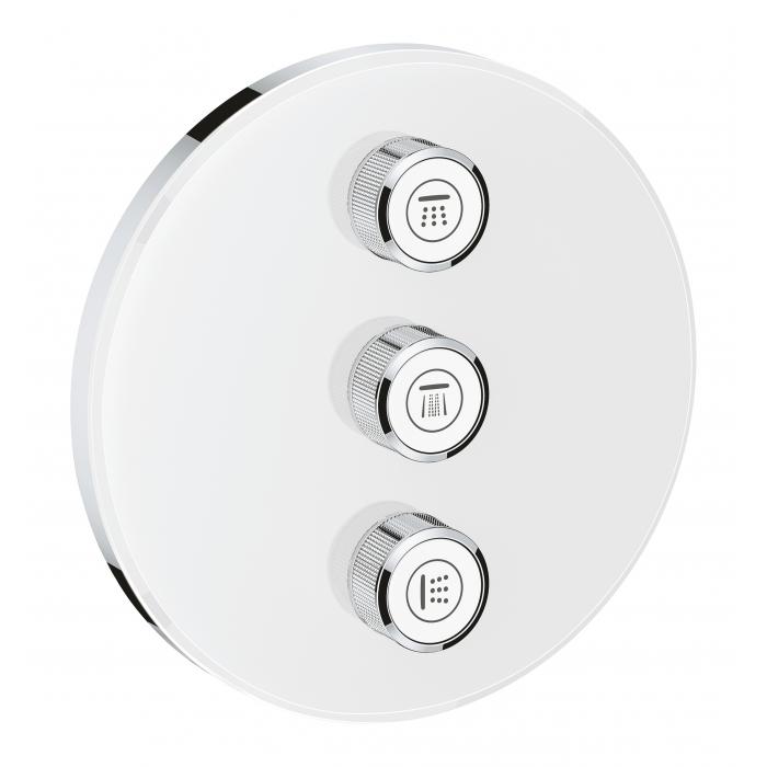 Внешняя часть переключателя потоков GROHE Grohtherm SmartControl на 3 положения, круглая, белая луна 