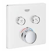 Внешняя часть термостата для ванны и душа GROHE Grohtherm SmartControl на 2 потребителя, квадратная, белая луна 