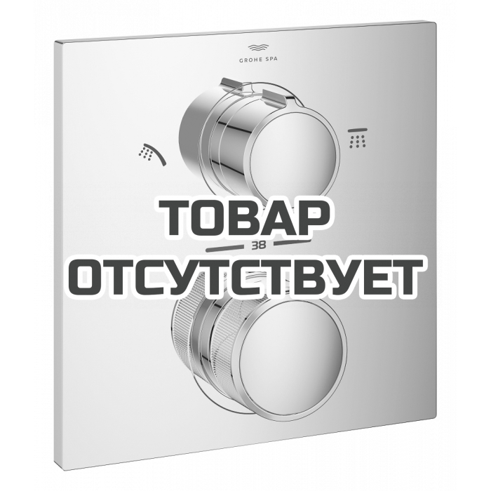 Внешняя часть термостата для душа GROHE Allure скрытого монтажа на 2 потребителя, квадратная, хром 