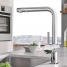 Смеситель для кухонной мойки GROHE Minta с вытяжным душем, L-образный излив, хром 