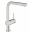 Смеситель для кухонной мойки GROHE Minta с вытяжным душем, L-образный излив, суперсталь 