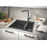 Смеситель для кухонной мойки GROHE Essence с вытяжным изливом 2jet, темный графит матовый 