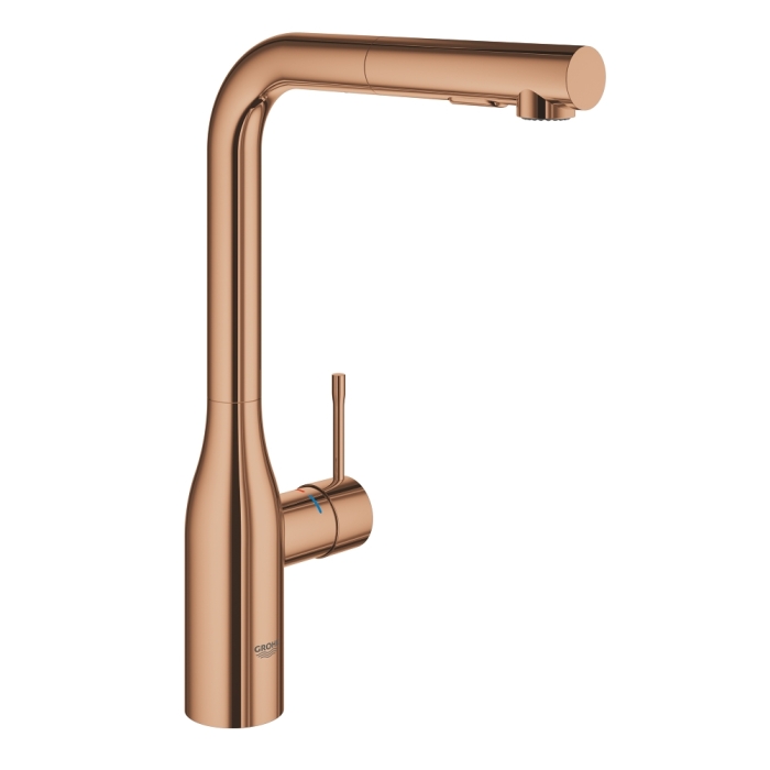 Смеситель для кухонной мойки GROHE Essence с вытяжным изливом 2jet, теплый закат глянец (30504DA0)