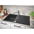 Мойка GROHE K500 с одной чашей, 860 x 500 мм, черный гранит 