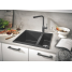 Мойка GROHE K500 с 1,5 чашей, 555 x 460 мм, черный гранит 