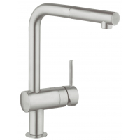 Смеситель для кухонной мойки GROHE Minta с вытяжным L-изливом, суперсталь 
