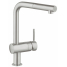 Смеситель для кухонной мойки GROHE Minta с вытяжным L-изливом, суперсталь 