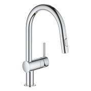 Смеситель для кухонной мойки GROHE Minta с вытяжным душем, C-образный излив, хром 