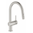 Смеситель для кухонной мойки GROHE Minta с вытяжным душем, C-образный излив, суперсталь 