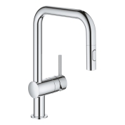 Смеситель для кухонной мойки GROHE Minta с вытяжным душем, U-образный излив, хром (32322002)