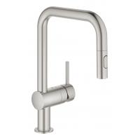 Смеситель для кухонной мойки GROHE Minta с вытяжным душем, U-образный излив, суперсталь 