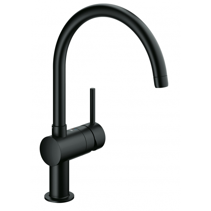Смеситель для кухонной мойки GROHE Minta с поворотным C-изливом, черный бархат 