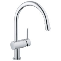Смеситель для кухонной мойки GROHE Minta с вытяжным C-изливом, хром 