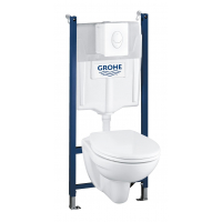 Система инсталляции GROHE Solido Compact, набор 4 в 1 с подвесным унитазом Lecico Perth и панелью смыва Skate Air 