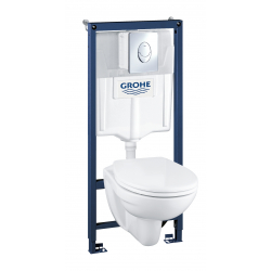 Система инсталляции GROHE Solido Perfect, набор 4 в 1 с подвесным унитазом Lecico Perth и панелью смыва Skate Air 