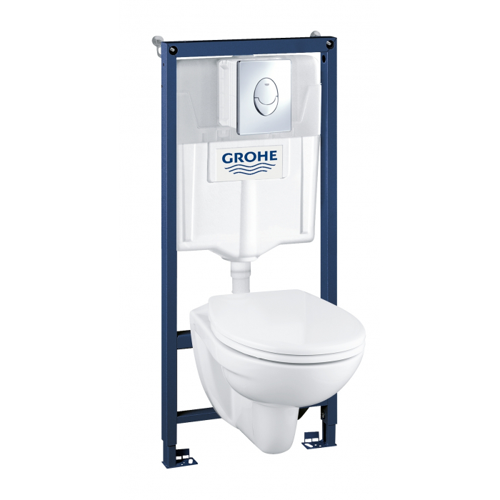 Система инсталляции GROHE Solido Perfect, набор 4 в 1 с подвесным унитазом Lecico Perth и панелью смыва Skate Air 