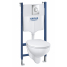 Готовый набор для унитаза GROHE QuickFix Bau Ceramic: система инсталляции Solido 5 в 1, подвесной унитаз Bau Ceramic, сиденье с микролифтом, панель смыва Sail, шумоизоляция 