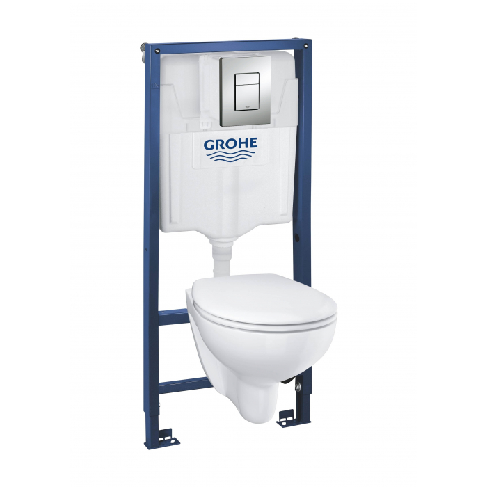 Система инсталляции, набор 5 в 1, с подвесным унитазом и панелью смыва Skate Cosmopolitan, GROHE Bau Ceramic